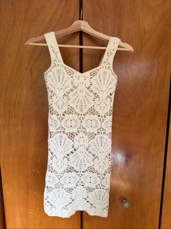 Intimately By Free People Dresses & Skirts - Sleeveless Cream and Tan Seashell Crochet Lace Bodycon Dress
